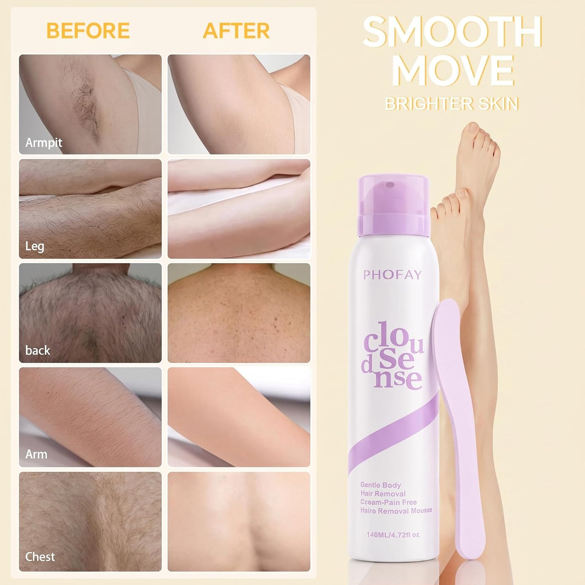 🔥Effortless Painless Hair Removal Spray – Smooth Skin in Minutes for Men & Women🔥